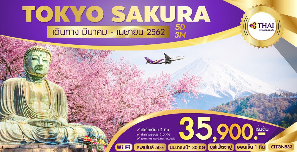 ทัวร์ญี่ปุ่น TOKYO SAKURA 5D3N (TG)