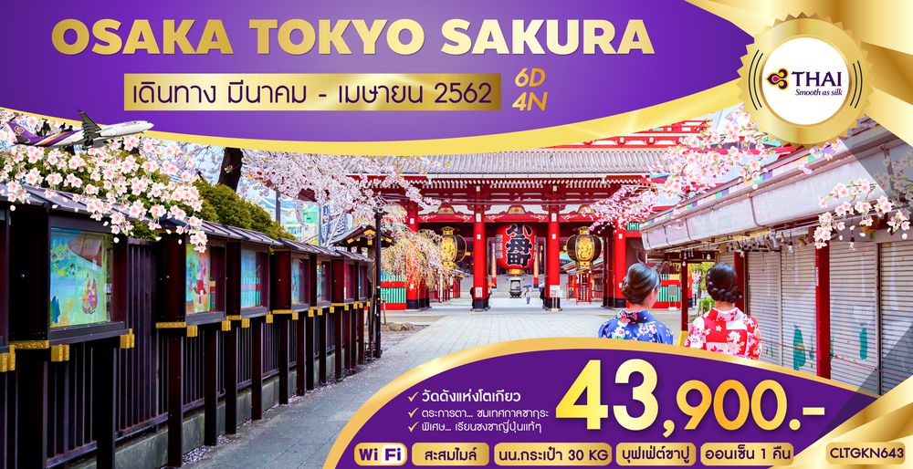 ทัวร์ญี่ปุ่น OSAKA TOKYO SAKURA 6D4N (TG)