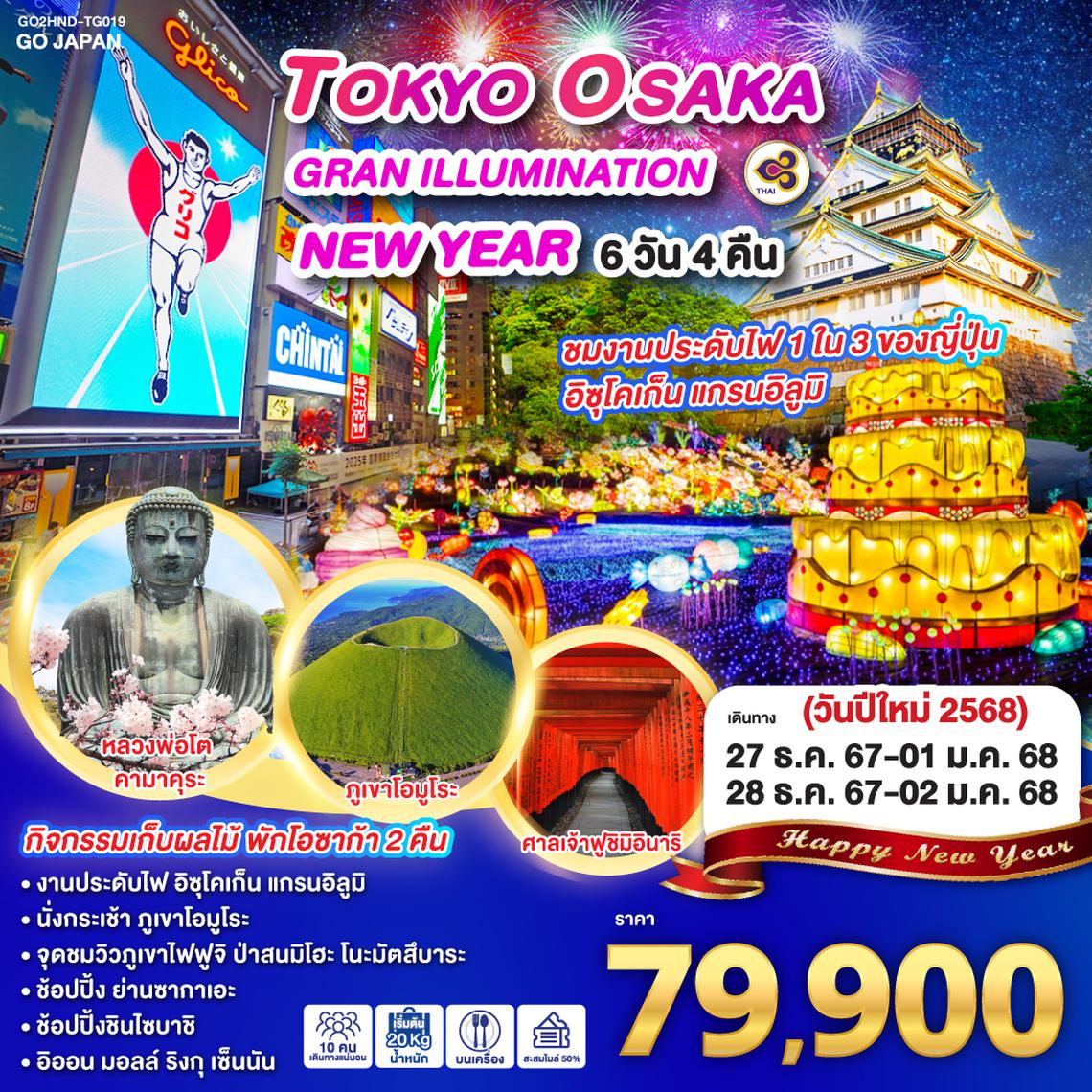 TOKYO OSAKA GRAN ILLUMINATION NEW YEAR 6D 4N โดยสายการบินไทย [TG]