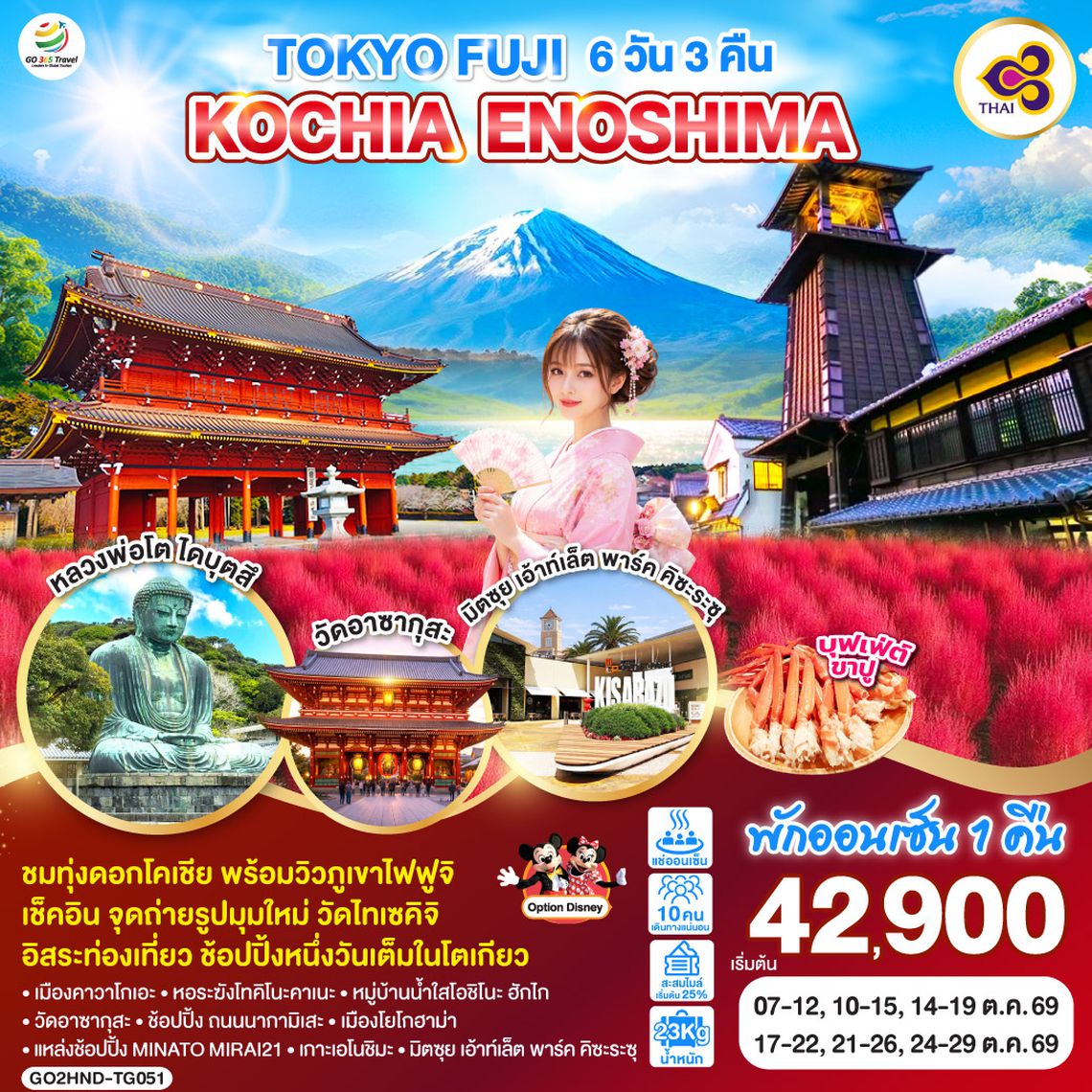 QQGO2HND-TG051 TOKYO FUJI KOCHIA ENOSHIMA 6D 3N  โดยสายการบินไทย [TG]