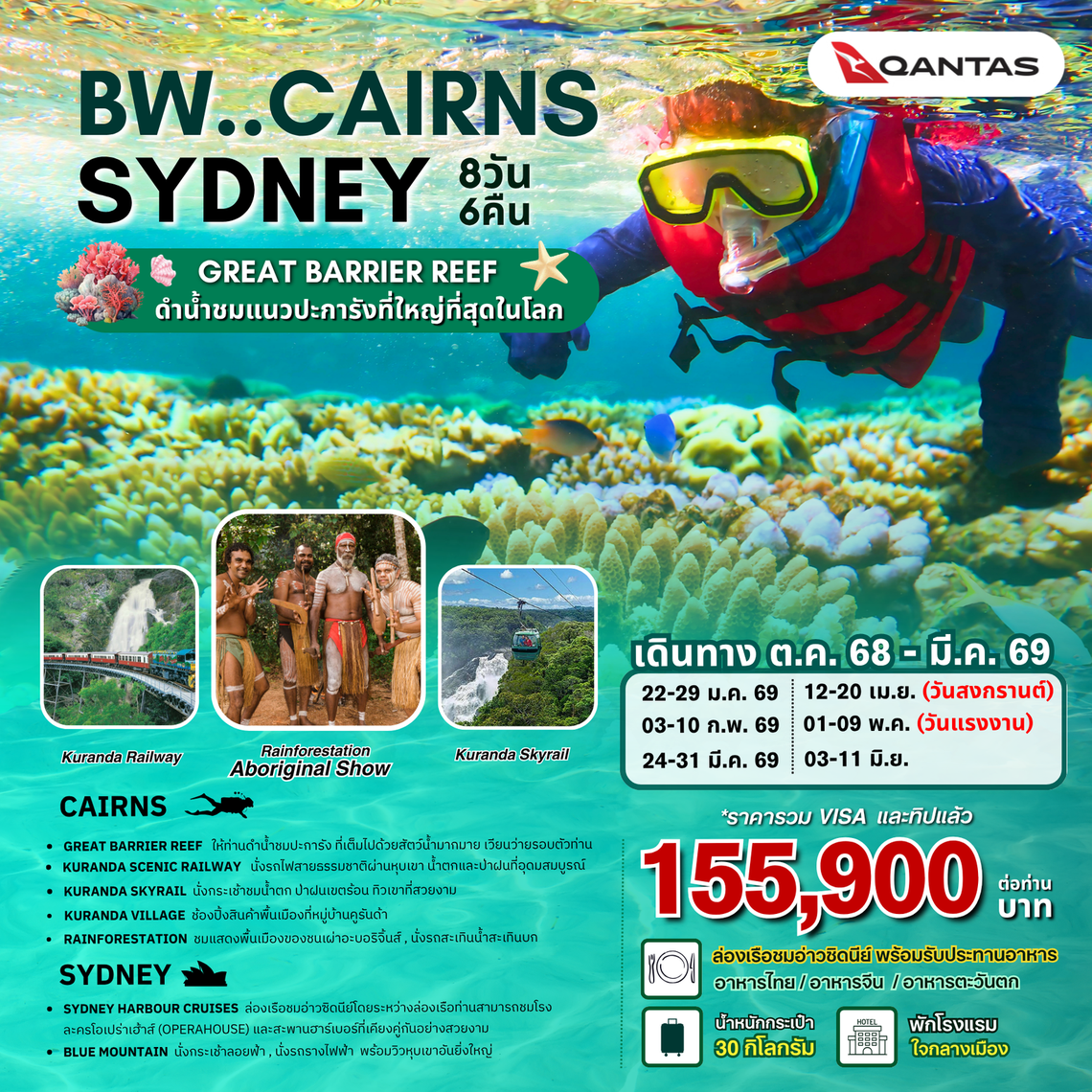 BW...CAIRNS - GREAT BARRIER REEF - SYDNEY