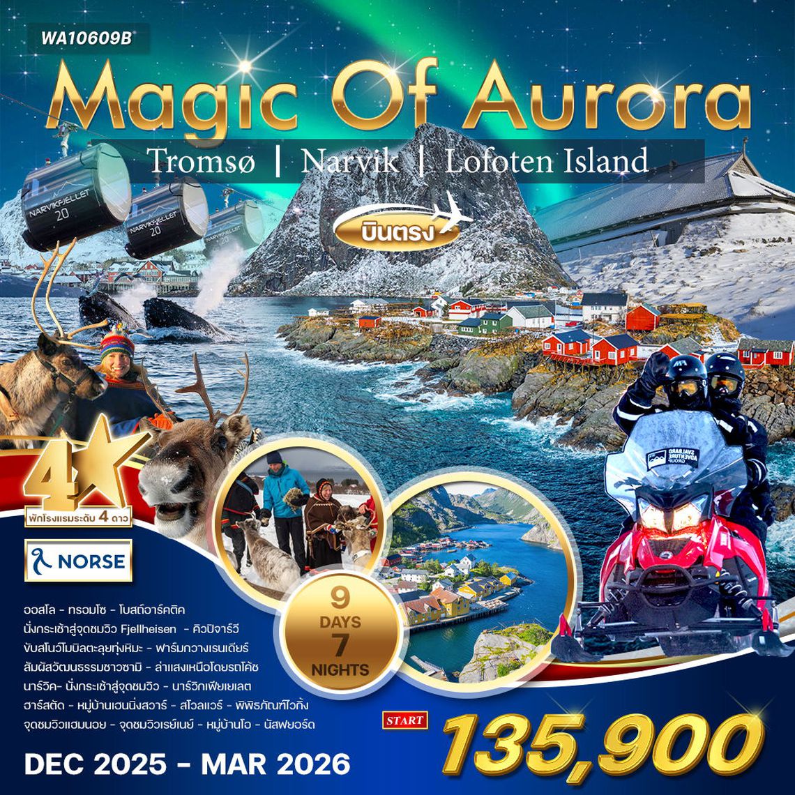 ทัวร์นอร์เวย์-ล่าแสงเหนือ Winter Magic Of Aurora 9 วัน (A1)