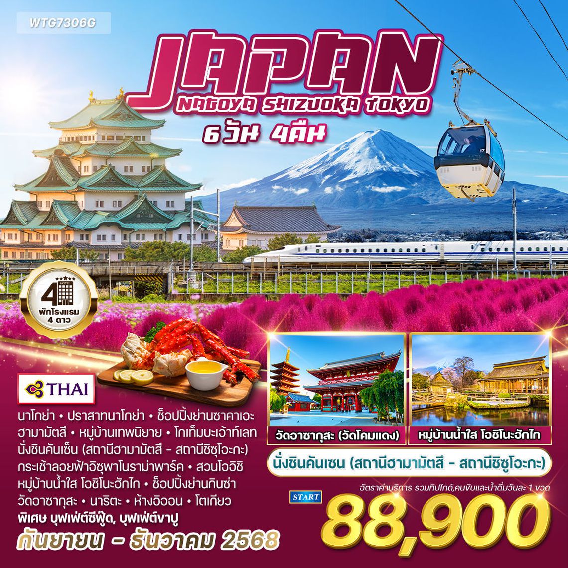ทัวร์ญี่ปุ่น นาโกย่า - ชิซูโอกะ - โตเกียว 6 วัน 4 คืน (TG) JULY - DEC 2568