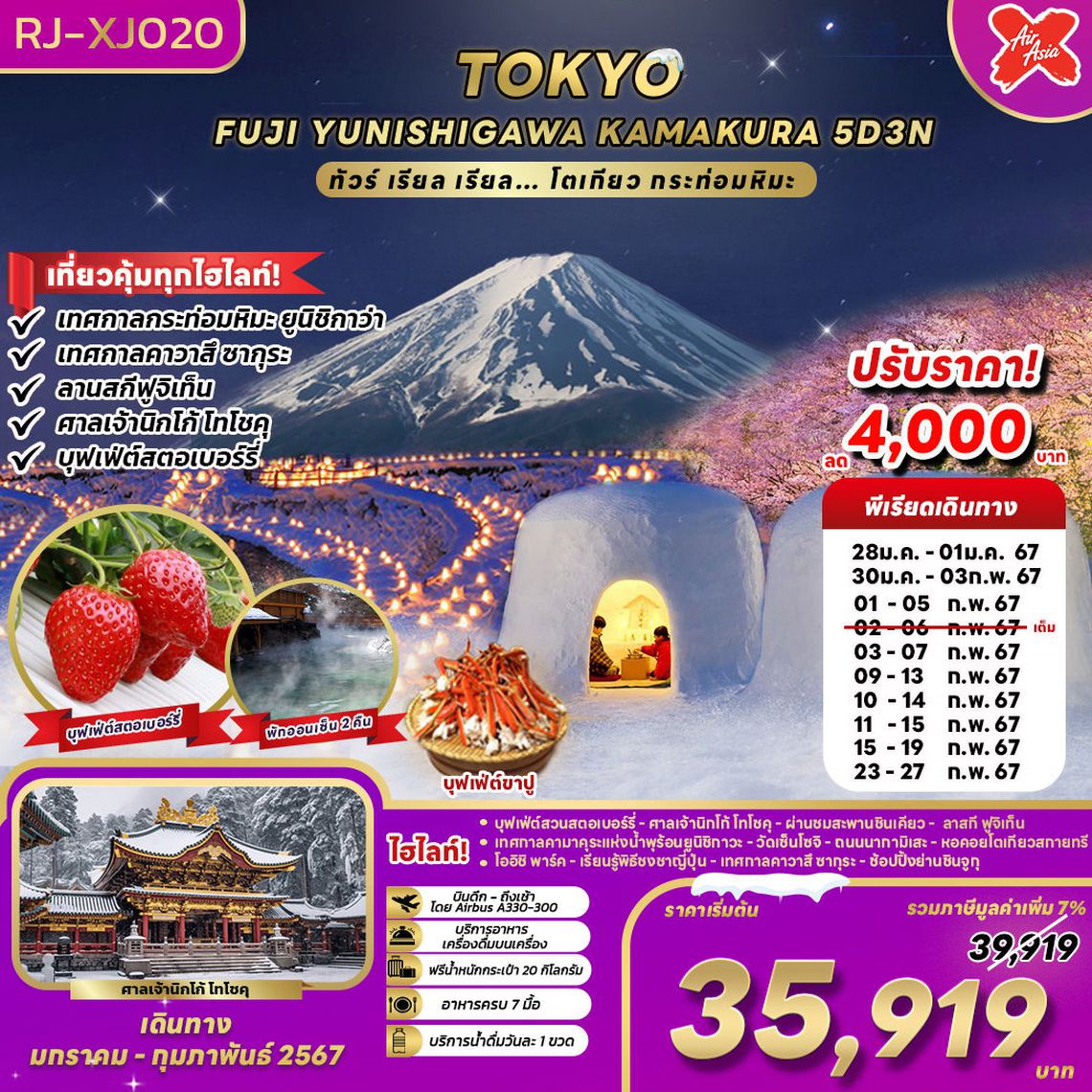 RJ-XJ020 ทัวร์ เรียล เรียล… โตเกียว กระท่อมหิมะ