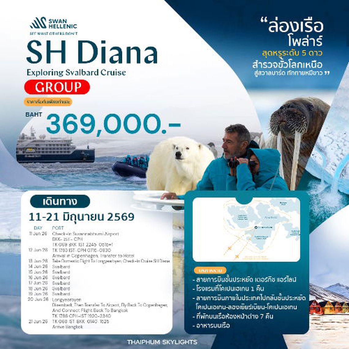 โปรแกรมกรุ๊ปเที่ยวสวาลบาร์ด สำรวจขั้วโลกเหนือ