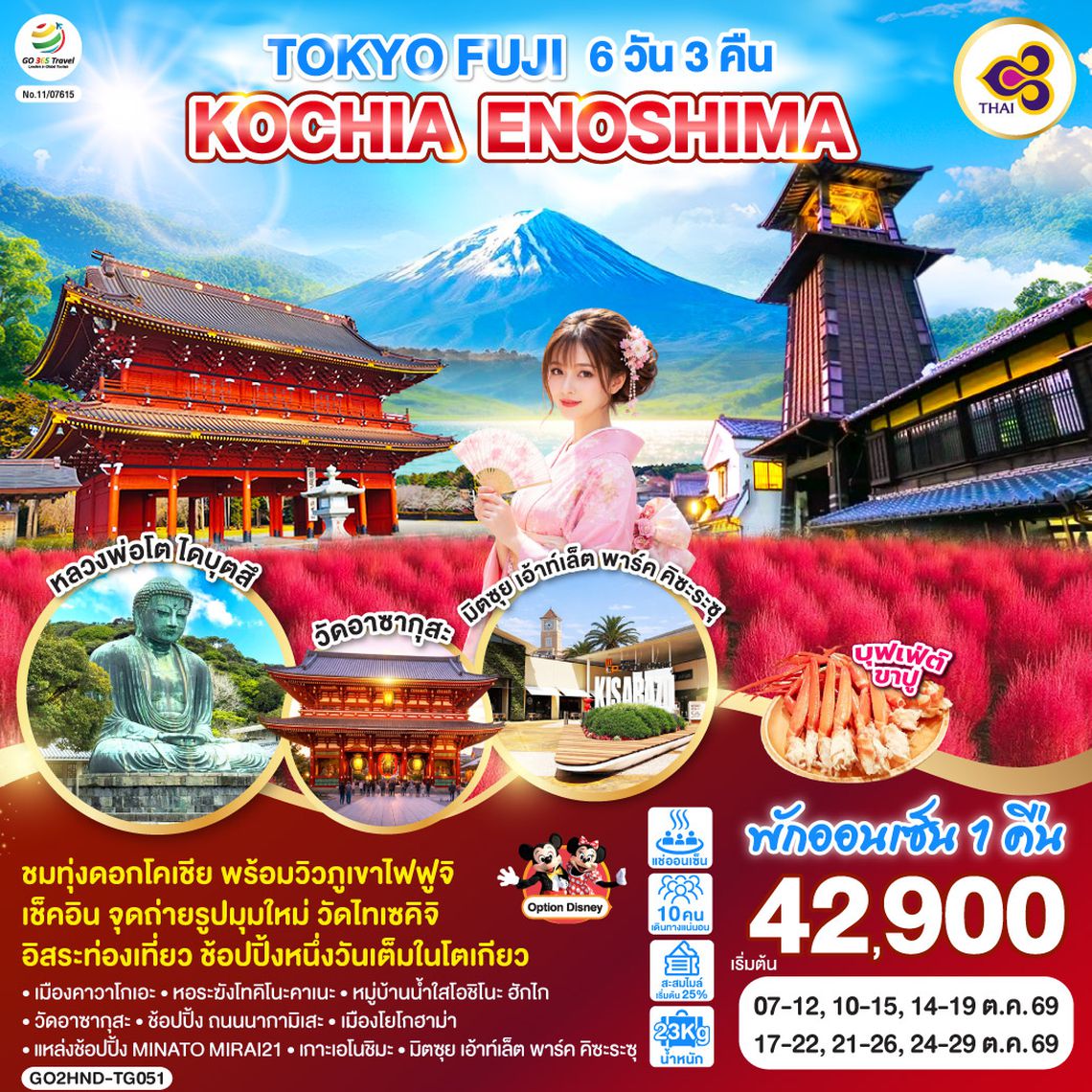 GO2HND-TG051 TOKYO FUJI KOCHIA ENOSHIMA 6D 3N  โดยสายการบินไทย [TG]