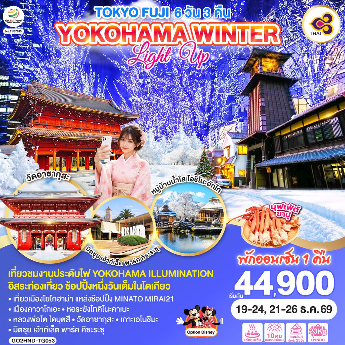 GO2HND-TG053 TOKYO FUJI YOKOHAMA WINTER LIGHT UP  6D 3N โดยสายการบินไทย [TG]