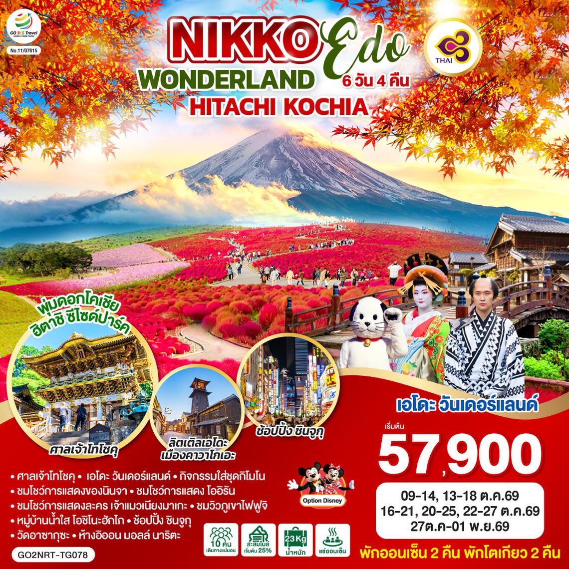 GO2NRT-TG078 NIKKO EDO WONDERLAND HITACHIKOCHIA  6D 4N โดยสายการบินไทย [TG]
