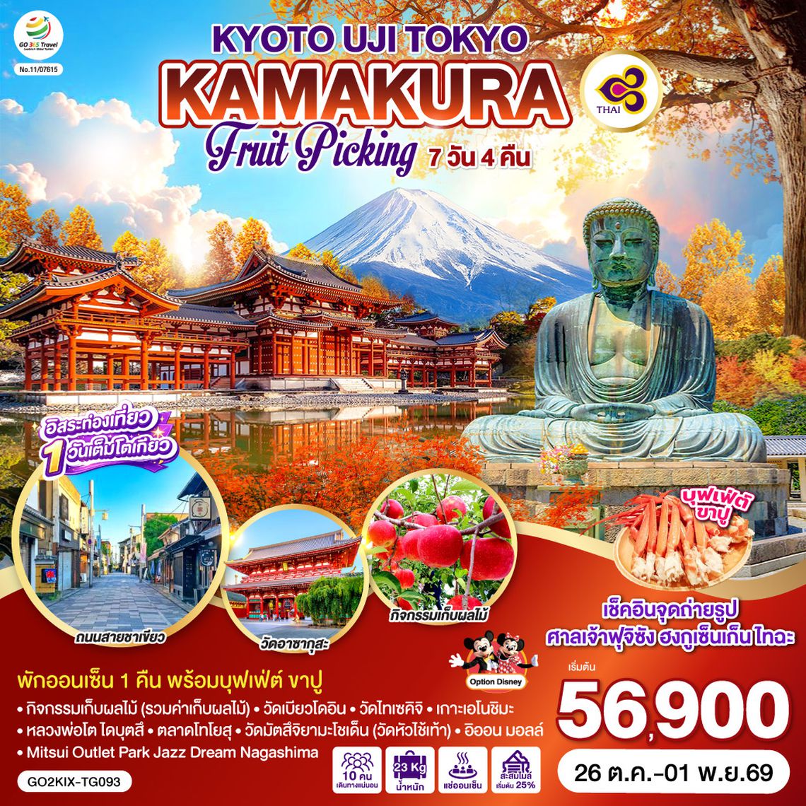 GO2KIX-TG093 KYOTO UJI TOKYO KAMAKURA FRUIT PICKING 7D 4N โดยสายการบินไทย [TG]