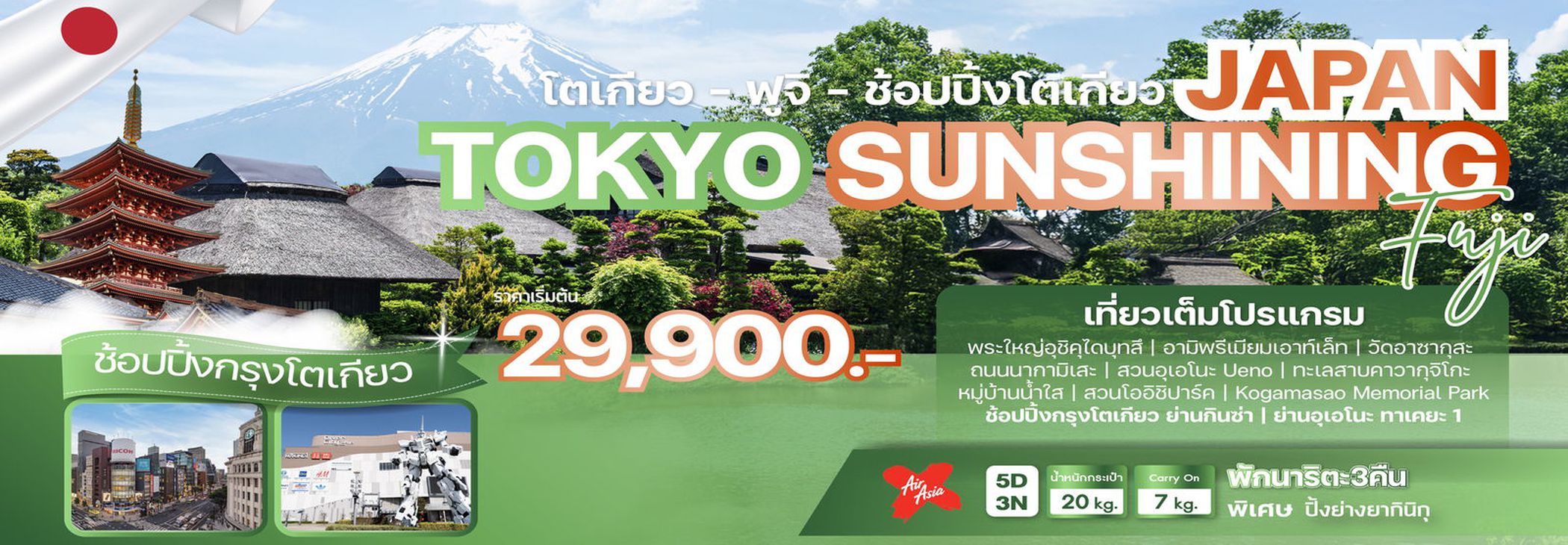 ทัวร์ญี่ปุ่น JAPAN TOKYO SUNSHINING FUJI