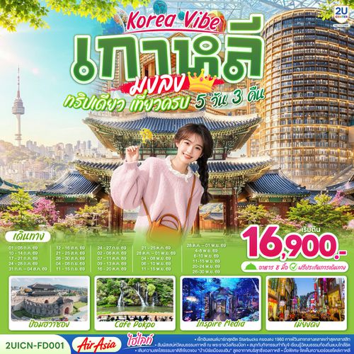 2UICN-FD001 Korea Vibe เกาหลีมงลง ทริปเดียว เที่ยวครบ 5 วัน 3 คืน