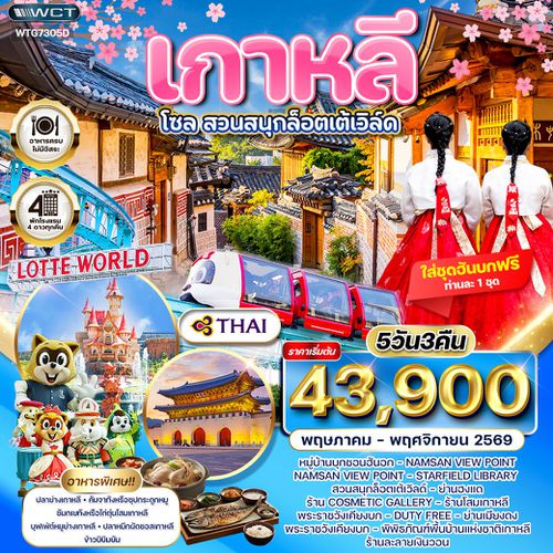 ทัวร์เกาหลี - โซล - เกาะนามิ - สวนสนุก Lotte World 5 วัน (TG) MAY - NOV 26