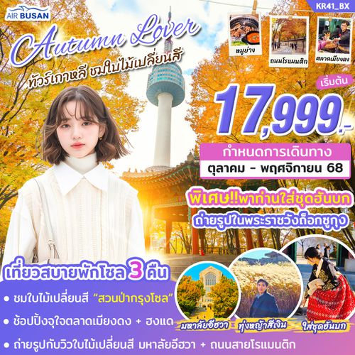 KR41_ทัวร์เกาหลี AUTUMN LOVER ( โซล 3 คืน ) บิน BX