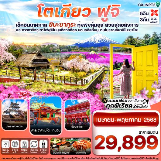 ทัวร์ญี่ปุ่น โตเกียว ฟูจิ ชิบะซากุระ (ทุ่งพิงค์มอส) 5 วัน 3 คืน by Thai AirAsia X