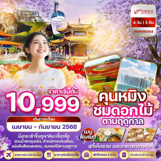 ทัวร์จีน คุนหมิง ชมดอกไม้ ภูเขาหิมะเจี้ยวจื่อ 4 วัน 3 คืน by Kunming Airlines 