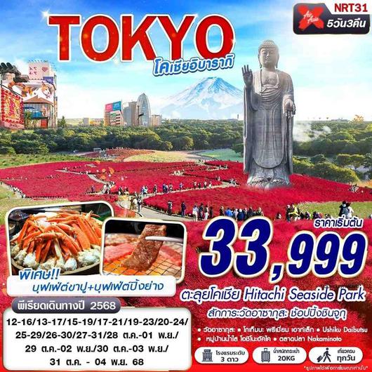 NRT31 XJ DMK TOKYO โคเชีย อิบารากิ (บินดึกกลับเช้า เที่ยวเต็ม) OCT 5D3N 