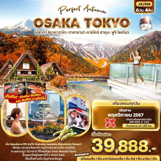 JXJ158 Perfect Autumn OSAKA TOKYO โอซาก้า ชิราคาวาโกะ ทาคายาม่า คามิโคจิ ฮาคุบะ ฟูจิ โตเกียว 6วัน 4คืน