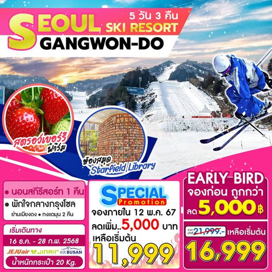ทัวร์เกาหลี SEOUL GANGWONDO SKI RESORT 5D 3N