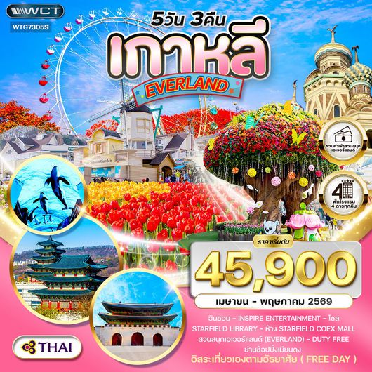 ทัวร์เกาหลี - โซล - สวนสนุก EVERLAND (Freeday) 5 วัน TG MAR-MAY 202