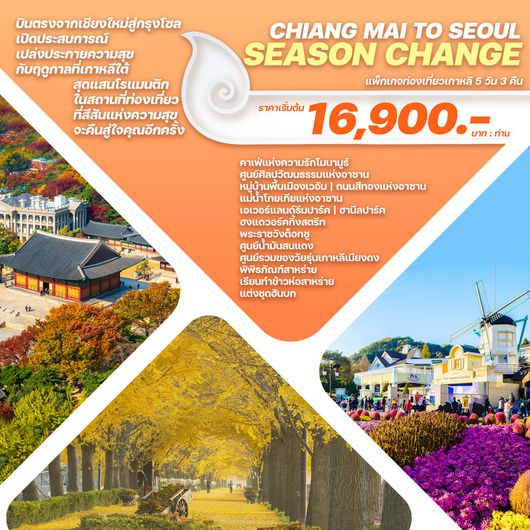 CHIANG MAI TO SEOUL SEASON CHANGE 5D3N by 7C (บินตรงจากเชียงใหม่)
