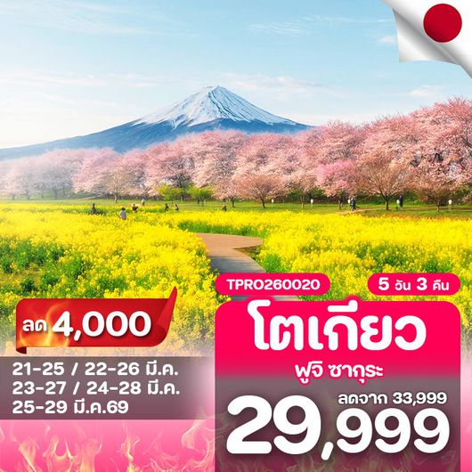 โปรไฟไหม้ ญี่ปุ่น โตเกียว ฟูจิ ซากุระ ลด 4,000.-