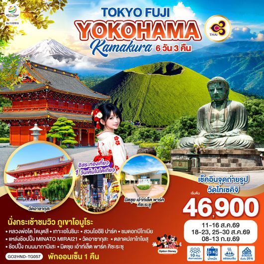 ทัวร์ญี่ปุ่น โตเกียว คามาคุระ โยโกฮาม่า วัดอาซากุสะ วัดไทเซคิจิ 6 วัน 4 คืน by THAI AIRWAYS