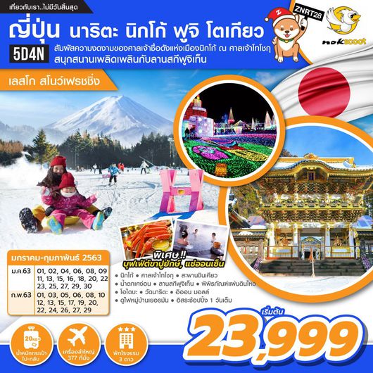 ทัวร์ญี่ปุ่น นาริตะ นิกโก้ ฟูจิ โตเกียว เลสโก..สโนว์เฟรชชิ่ง 5D4N