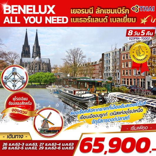 BENELUX ALL YOU NEED เยอรมนี ลักเซมเบิร์ก เนเธอร์แลนด์ เบลเยี่ยม 8 วัน 5 คืน โดยสายการบินไทย (TG)
