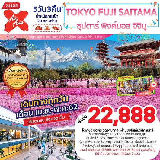 ทัวร์ญี่ปุ่น TOKYO FUJI SAITAMA 5วัน 3คืน