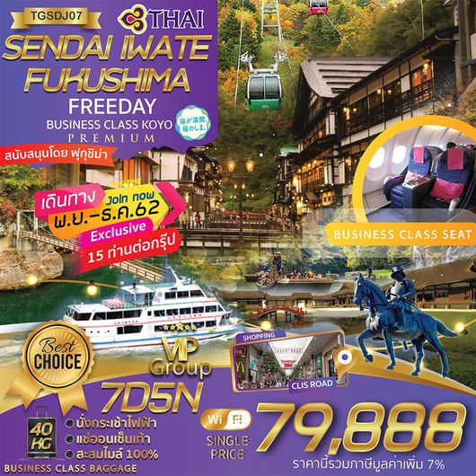 SENDAI IWATE FUKUSHIMA FREEDAY PREMIUM BUSINESS CLASS KOYO 7 วัน 5 คืน