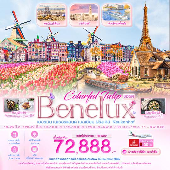 GEK82 - tk49x Colurful Tulip Benelux เยอรมัน เนเธอแลนด์ เบลเยี่ยม ฝรั่งเศส Keukenhof 8 วัน 5 คืน