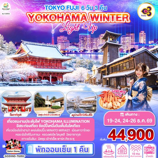 GO2HND-TG053 TOKYO FUJI YOKOHAMA WINTER LIGHT UP  6D 3N โดยสายการบินไทย [TG]