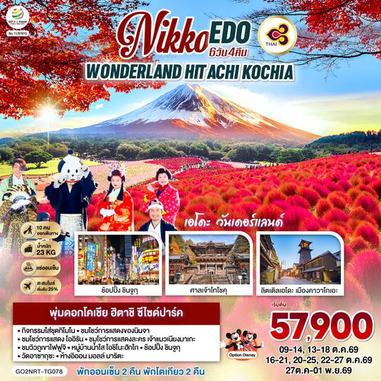 GO2NRT-TG078 NIKKO EDO WONDERLAND HITACHIKOCHIA  6D 4N โดยสายการบินไทย [TG]