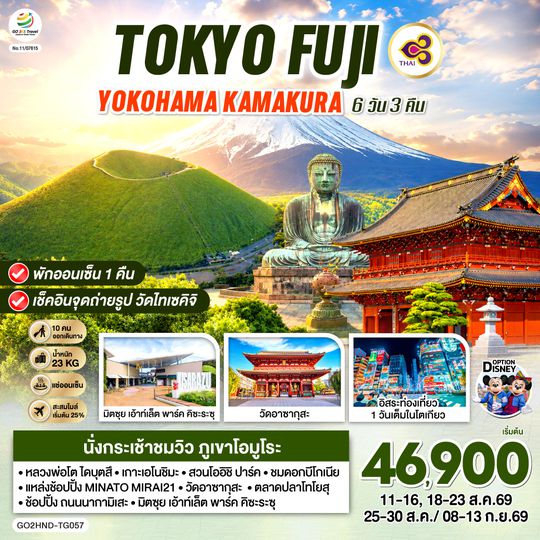 GO2HND-TG057 TOKYO FUJI YOKOHAMA KAMAKURA 6D 3N โดยสายการบินไทย [TG]