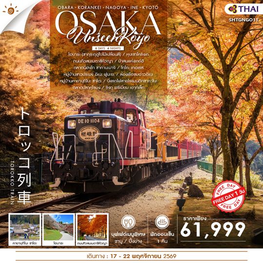 SHTGNGO11 - ทัวร์ UNSEEN KOYO OSAKA FREEDAY 6 วัน 4 คืน (TG) 