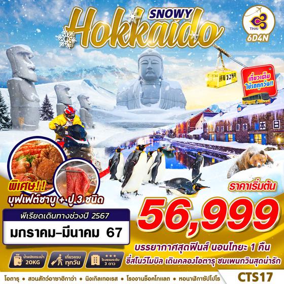 SNOWY Hokkaido 6 วัน 4 คืน เดินทาง มีนาคม 67 ราคา 56,999.- Thai Airways (TG)