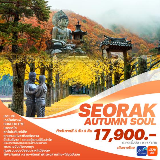 SEORAK AUTUMN SOUL เกาหลีใต้ ซอรัค โซล 5 วัน 3 คืน เดินทาง กันยายน - พฤศจิกายน 67 เริ่มต้น 17,900.- Jeju Air (7C)