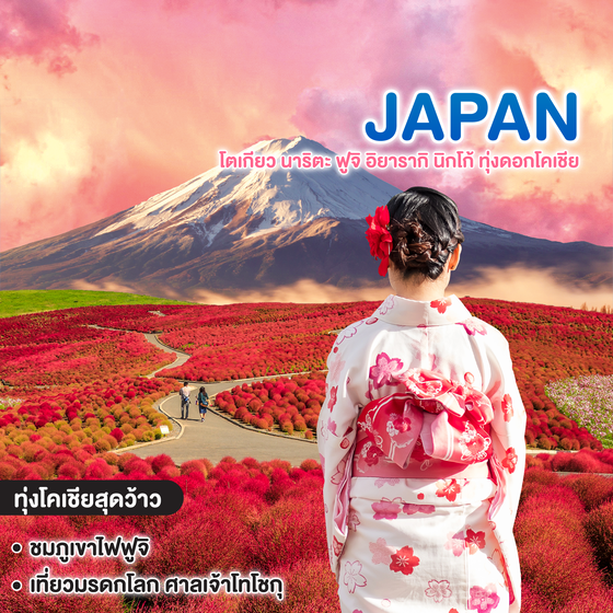 ทัวร์ญี่ปุ่น JAPAN โตเกียว นาริตะ ฟูจิ อิยารากิ นิกโก้ ทุ่งดอกโคเชีย