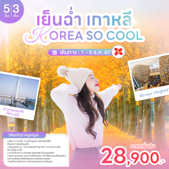 เย็นฉ่ำเกาหลี KOREA SO COOL 5 วัน 3 คืน  โดยสายการบินแอร์เอเชียเอ๊กซ์ (XJ)