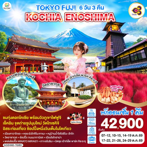 QQGO2HND-TG051 TOKYO FUJI KOCHIA ENOSHIMA 6D 3N  โดยสายการบินไทย [TG]