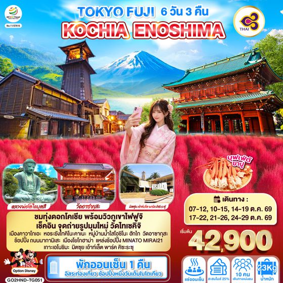 GO2HND-TG051 TOKYO FUJI KOCHIA ENOSHIMA 6D 3N  โดยสายการบินไทย [TG]