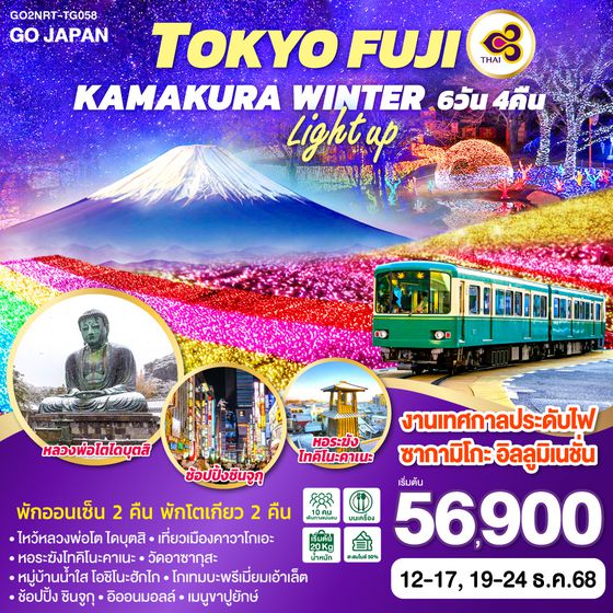 QQGO2NRT-TG058 TOKYO FUJI KAMAKURA WINTER LIGHT UP 6D 4N โดยสายการบินไทย [TG]