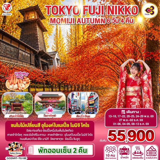GO2NRT-TG100 TOKYO FUJI NIKKO MOMIJI AUTUMN 6D 4N  โดยสายการบินไทย [TG]