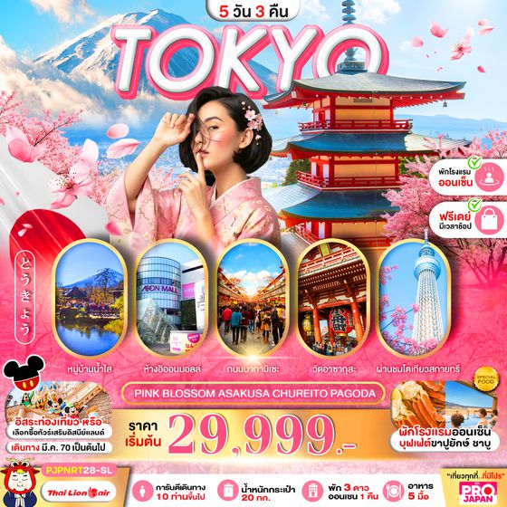 PJPNRT28-SL PRO TOKYO PINK BLOSSOM ASAKUSA CHUREITO PAGODA FREE DAY 5D3N