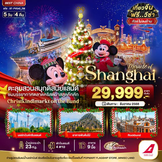 BT-PVG43_FM มหัศจรรย์...เซี่ยงไฮ้ ดิสนีย์แลนด์ คริสต์มาสมาร์เก็ต 2025 (ไม่ลงร้าน)