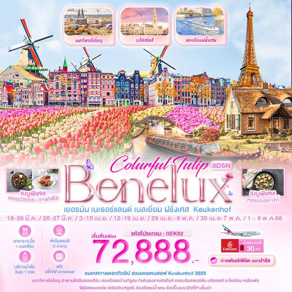 Benelux Keukenhof เบเนลักซ์ เยอรมัน เนเธอร์แลนด์ เบลเยี่ยม ฝรั่งเศส 8 วัน 5 คืน เดินทาง มีนาคม - พฤษภาคม 68 เริ่มต้น 72,888.- Emirates Airline (EK)