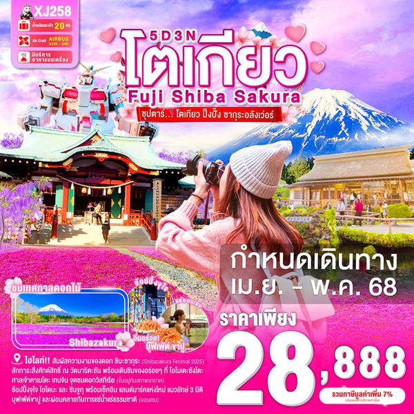 โตเกียว ฟูจิ ชิบะซากุระ 5 วัน 3 คืน เดินทาง พฤษภาคม 68 เริ่มต้น 28,888.- Air Asia X (XJ)