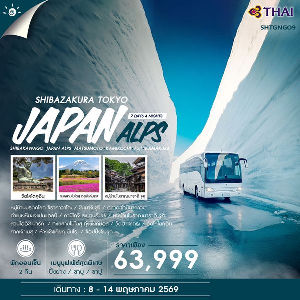 ทัวร์ JAPAN ALPS & SHIBAZAKURA TOKYO 7 วัน 4 คืน (TG)