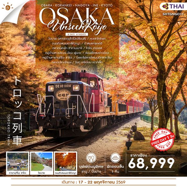 ทัวร์ UNSEEN KOYO OSAKA FREEDAY 6 วัน 4 คืน (TG) 