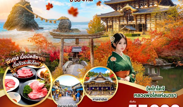 GO2KIX-TG086 ย้อนรอยเมืองเก่า โอซาก้า นารา เกียวโต มิเอะ  เสน่ห์ที่ต้องตกหลุมรัก 6 วัน 4 คืน โดยสายการบินไทย [TG]